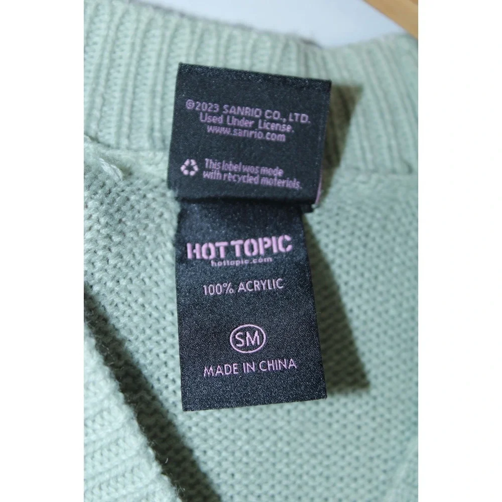 Hot Topic Hello Kitty Women's Small Multicolor Sage Green Knit Cardigan - Picture 6 of 11